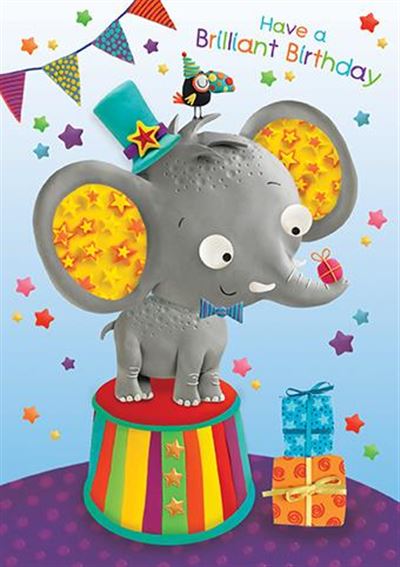 Paper Rose Circus Elephant Children's Birthday Card*