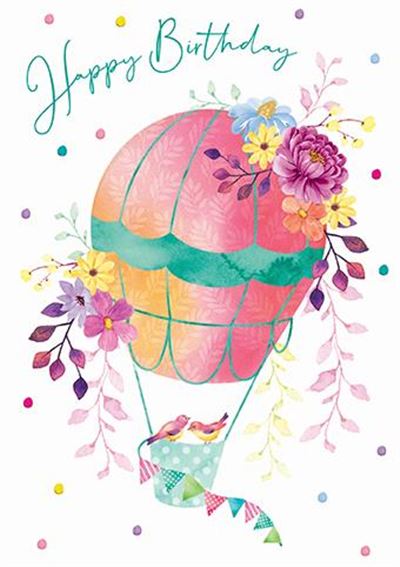 Paper Rose Hot Air Balloon Birthday Card*