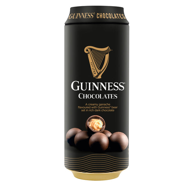 Guinness beer can with creamy Guinness ganache filled dark chocolate balls 125g