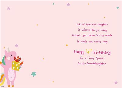 ICG Great Granddaughter 4th Birthday Card