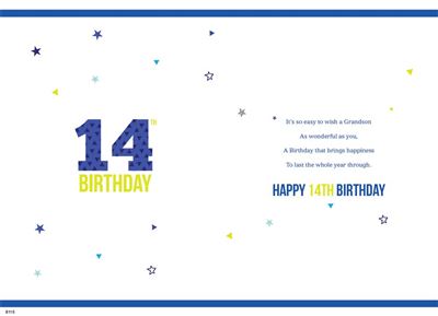 ICG Grandson 14th Birthday Card