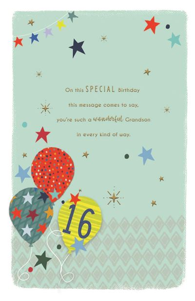 ICG Grandson 16th Birthday Card