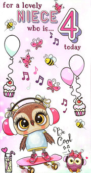 Cardigan Cards Niece 4th Birthday Card