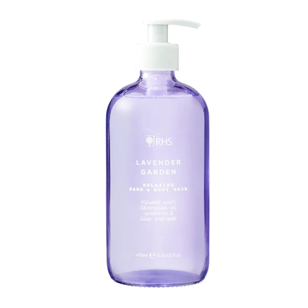 Heathcote & Ivory RHS Flower Blooms Lavender Garden Hand & Body Wash in a Glass Bottle