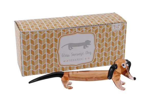 Sausage Dog Glass Ornament