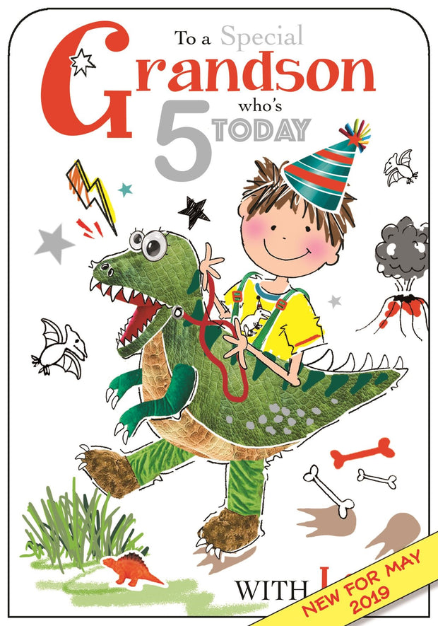 Jonny Javelin Grandson 5th Birthday Card