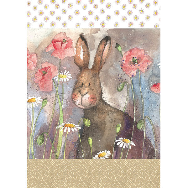 Alex Clark Hare and Poppies Tea Towel